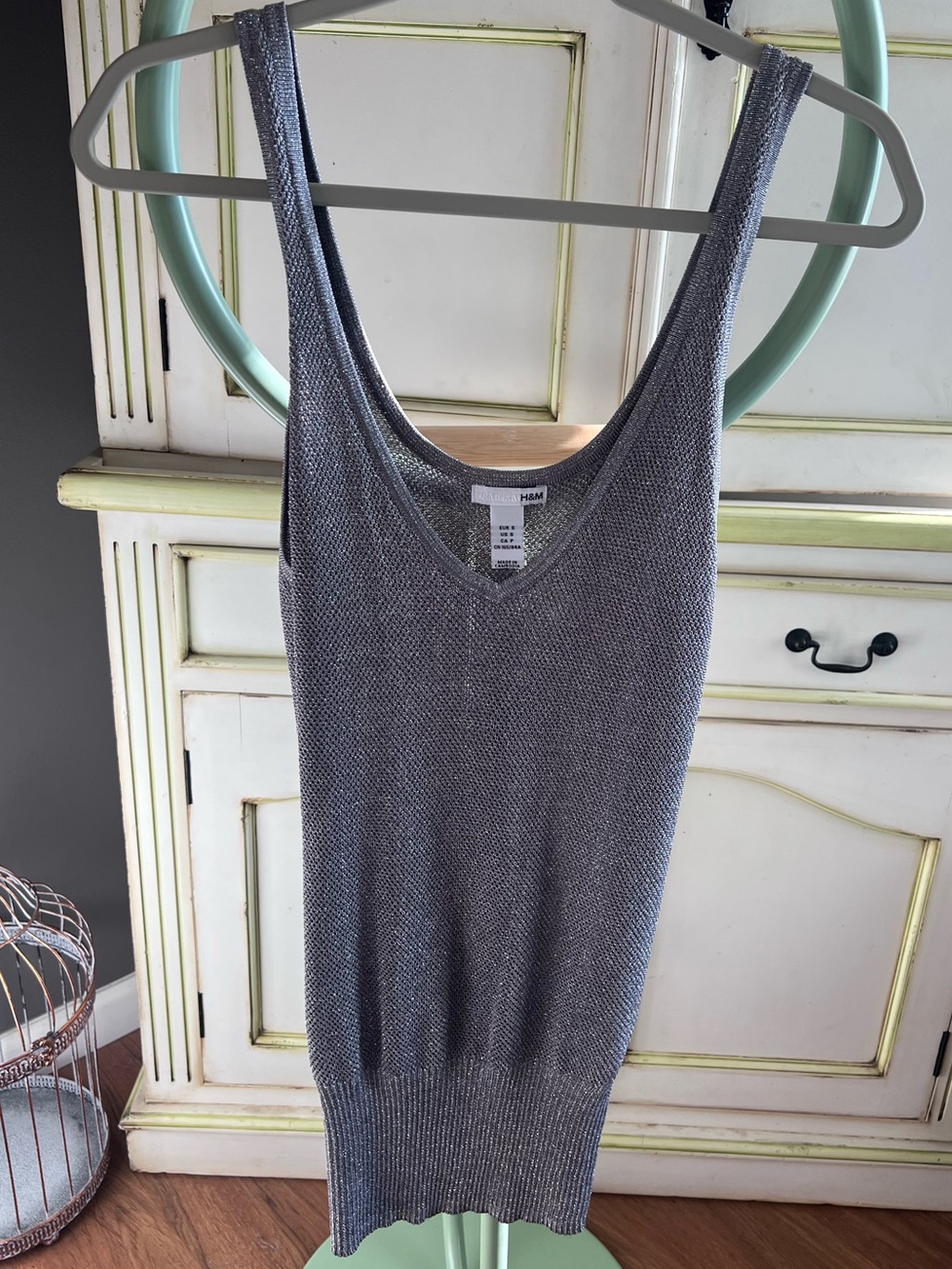 H&M Silver Metallic Knit Tank Top